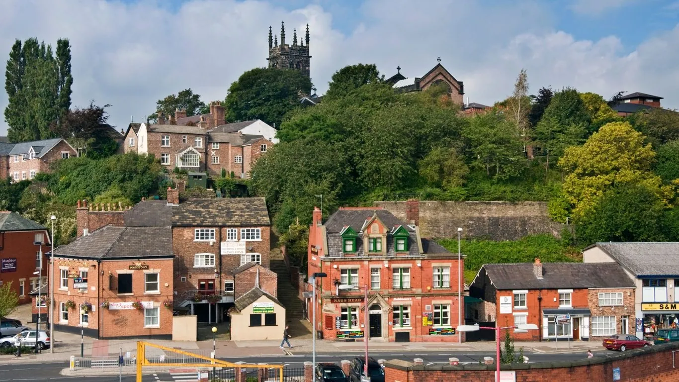 Macclesfield with its hilltop church